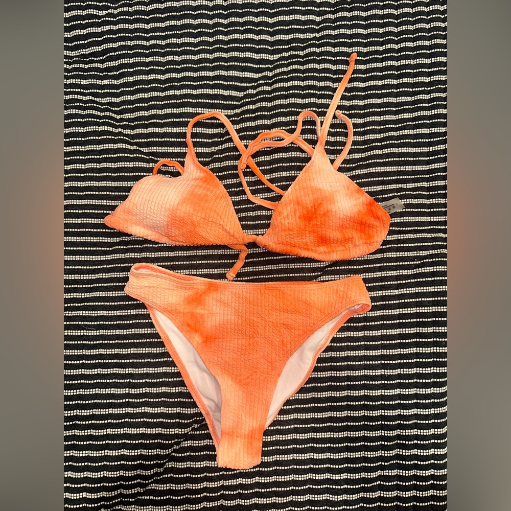 Vibrant Orange Textured Bikini